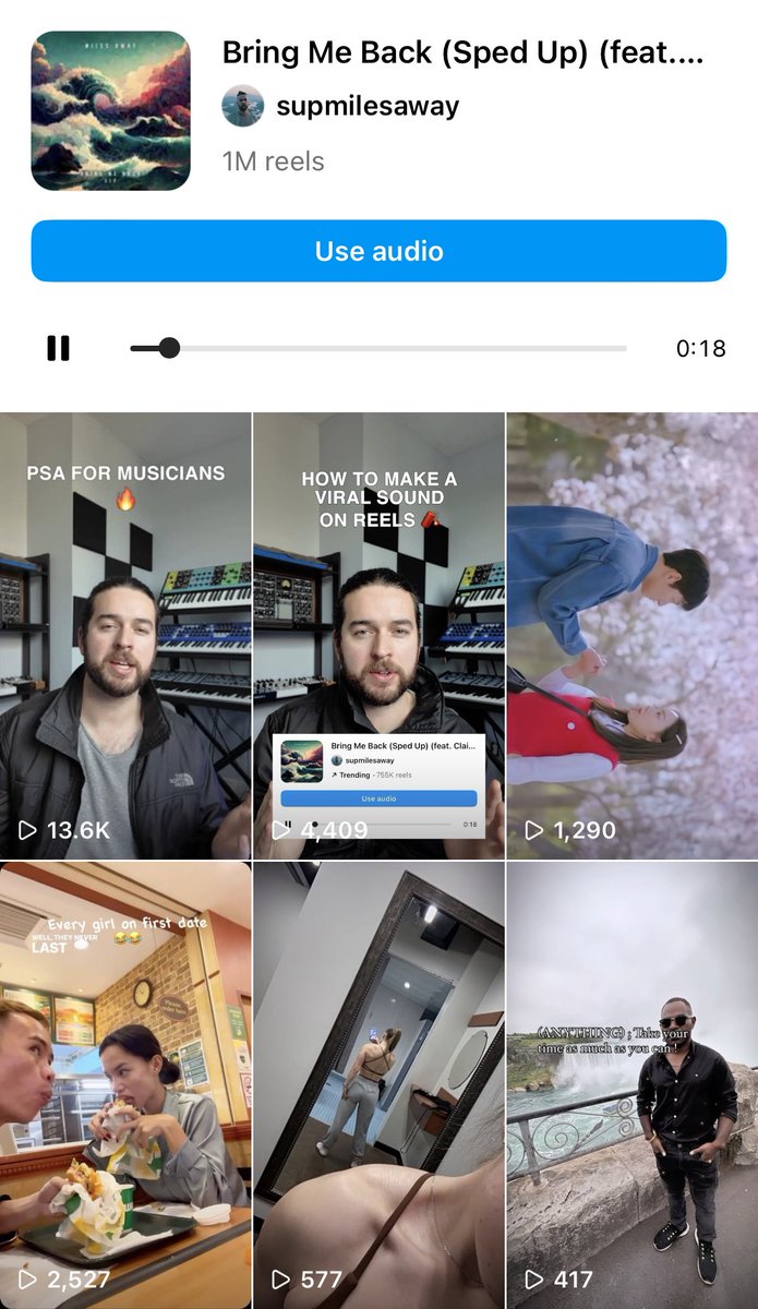 Just hit 1 million uses on Bring Me Back - Sped Up on Reels. Truly insane 🔥 #viral #trendingreels @OverTheRidgely