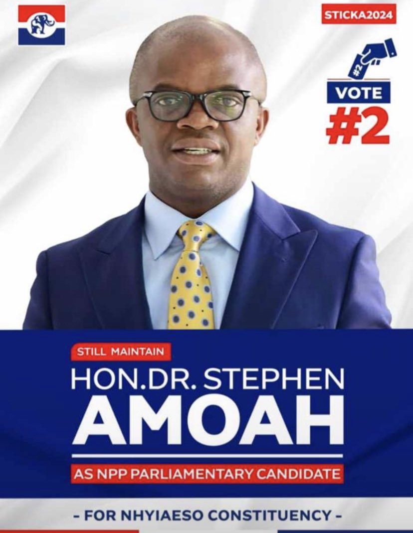 DrStephenAmoah's tweet photo. RE-ELECT HON. DR. STEPHEN AMOAH AS NPP PARLIAMENTARY CANDIDATE FOR NHYIAESO CONSTITUENCY..
Vote #2
#TheProgressContinues
#development #Nhyiaeso https://t.co/Q56KzPO2RH