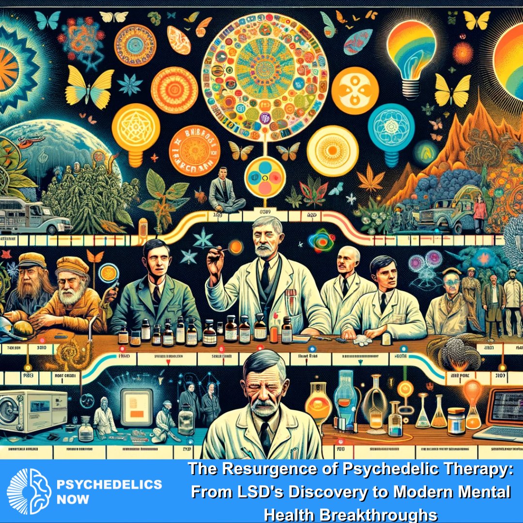 Psychs_now's tweet photo. Explore the transformative journey of psychedelic medicine from its early research days to its current resurgence in mainstream healthcare. 
  -For the full story, website details In Profile Description  
#PsychedelicsNow #PsychedelicNews #NewsNow https://t.co/FCuAlE1Iyf