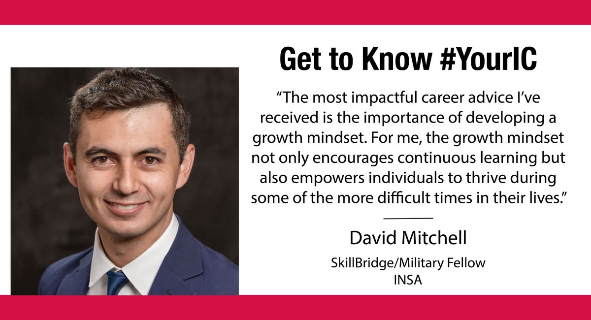 INSAlliance's tweet photo. Get to Know #YourIC
Today we are spotlighting INSA’s SkillBridge/Military Fellow, David Mitchell!
Check out his profile to learn more about David and INSA’s SkillBridge fellowship.
--> https://t.co/oDtZVHCFhU
#IntelligenceCommunity #USArmy #NationalSecurity #Fellowship https://t.co/yDkIiIC5ue