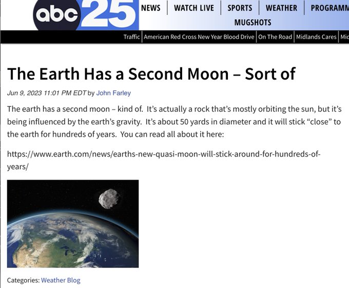 ABC News article headline: The Earth Has a Second Moon - Sort of