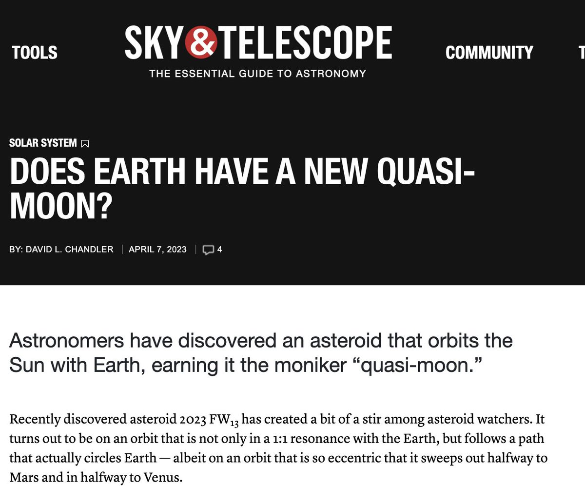 Sky and Telescope headline: Does Earth have a new Quasi-moon?