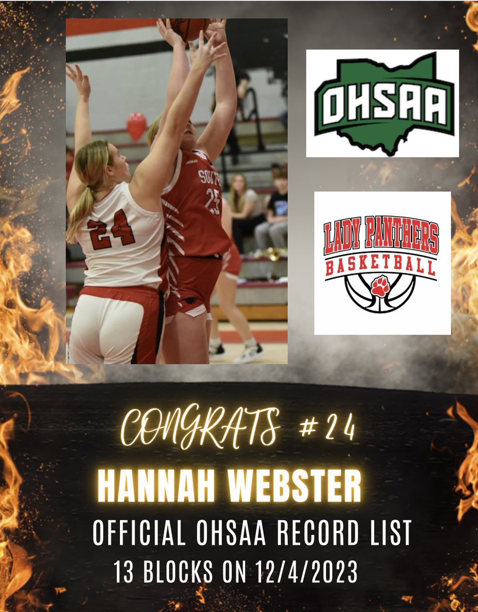 TCN Lady Panthers Basketball (@tcnladypanthers) on Twitter photo 🔥 🔥🔥 It’s official.. Senior #24 Hannah Webster is on the OHSAA State Record List for 13 Blocks on December 4th! Way to go! Check it out 🔥🏀❤️🐾 Congrats Hannah! <a href="/HannahWebster42/">Hannah Webster</a> <a href="/iueredwolves/">IU East Red Wolves</a> <a href="/TCN_Athletics/">TCN PANTHERS</a> 🔥 🔥🔥 It’s official.. Senior #24 Hannah Webster is on the OHSAA State Record List for 13 Blocks on December 4th! Way to go! Check it out 🔥🏀❤️🐾 Congrats Hannah! <a href="/HannahWebster42/">Hannah Webster</a> <a href="/iueredwolves/">IU East Red Wolves</a> <a href="/TCN_Athletics/">TCN PANTHERS</a>