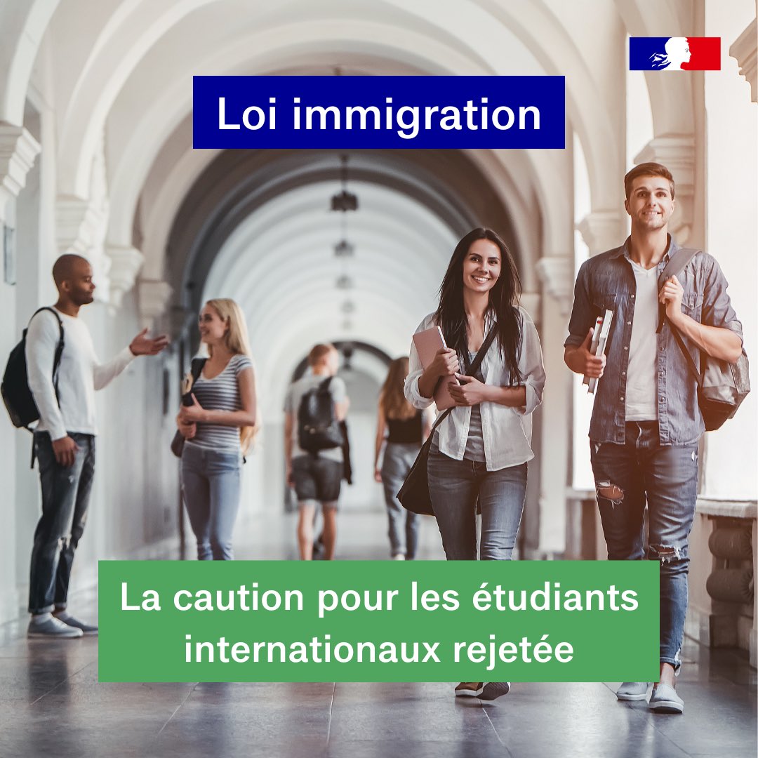 Après examen par le Conseil Constitutionnel, la #LoiImmigration ne contient plus aucune mesure concernant les étudiants internationaux. La “caution retour” ne fait plus partie du texte de loi. Plus de détails ici : ➡️ swll.to/uVAzq