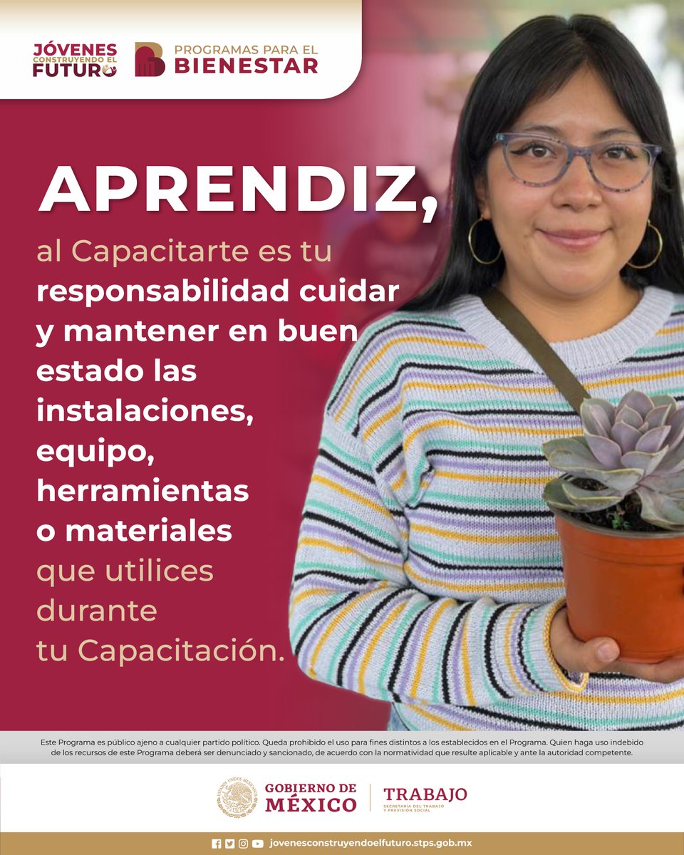 JovConFuturo's tweet image. 😁✅ Aprendiz, al #cuidar tu espacio de trabajo contribuyes a un ambiente #seguro para ti y para las y los demás en tu Centro de Trabajo.