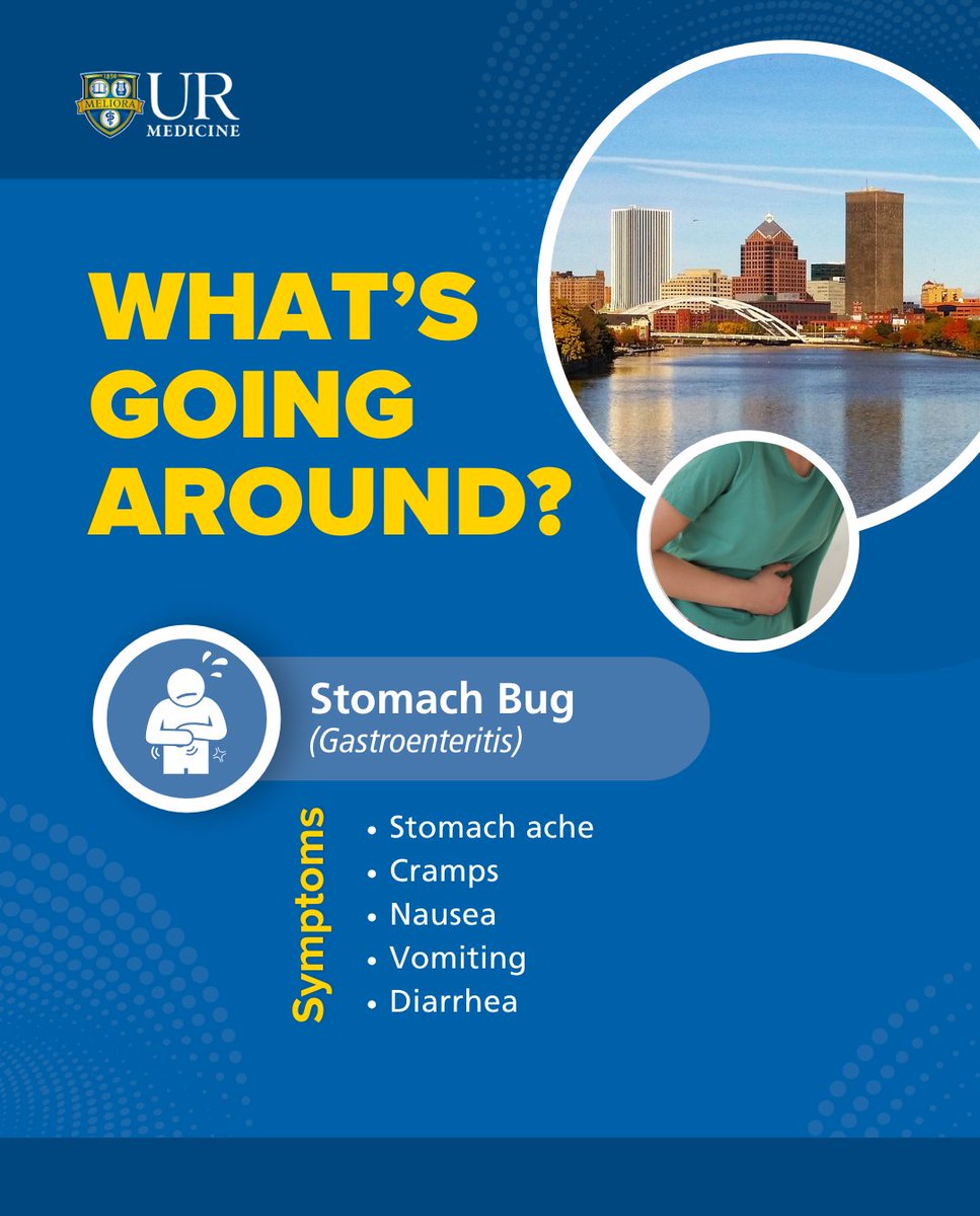 ⚠️Our providers are seeing an increase in patients with the stomach bug this week. #ROC If you're experiencing symptoms, remember to stay hydrated! Get care now: getcare.urmc.edu