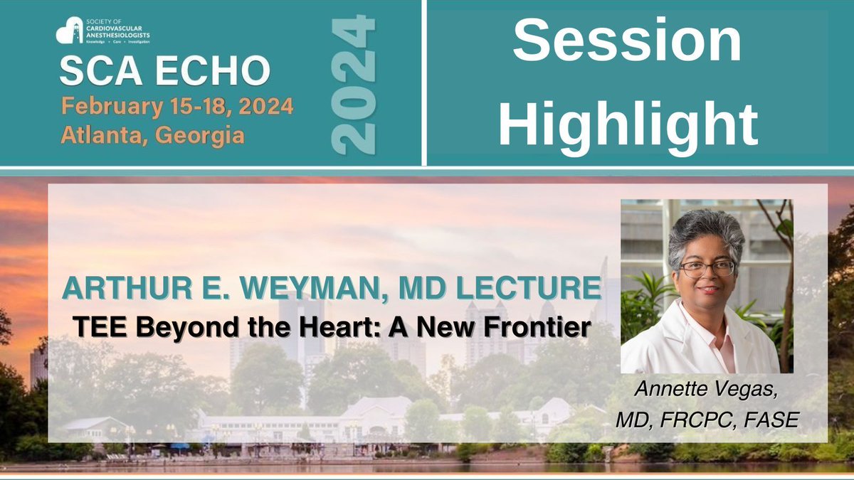 There's still time to register for #SCAEcho24! Don't miss out on the Arthur E. Weyman, MD Lecture featuring Annette Vegas, MD, FRCPC, FASE. View the full schedule and register here: buff.ly/3tzp7B4