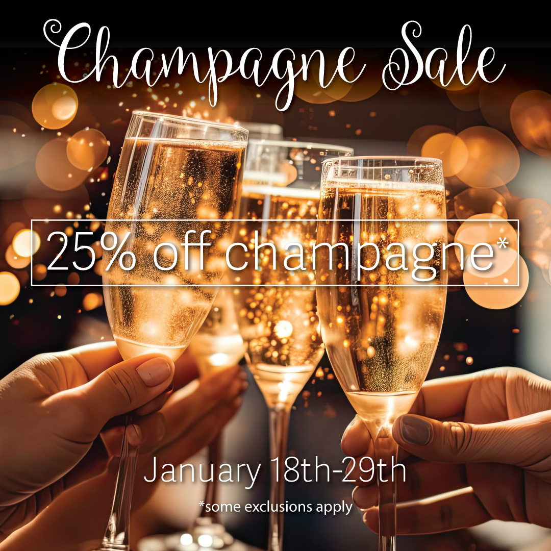 TREAT YOURSELF CHAMPAGNE SALE!! 🍾 25% off Champagne thru Jan 29th! Stop in either Vine & Table #Carmel or The Wine Shop in #BroadRipple Some exclusions apply. bit.ly/48DcMeV #champagne #sale #carmelindiana #broadripple