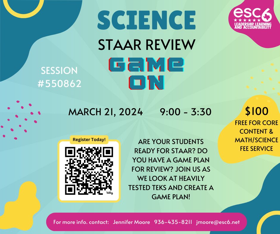 Upcoming event: Science STAAR Review - escweb.net/tx_esc_06/cata…