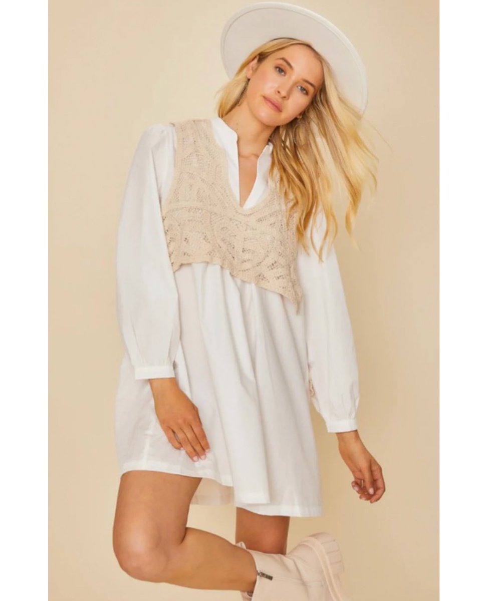 Embrace your chic boho style and feel your best in the Sweet Edge Crochet Vest Tunic Dress, you will be snagging so many compliments! 
threebirdnest.com/products/sweet…