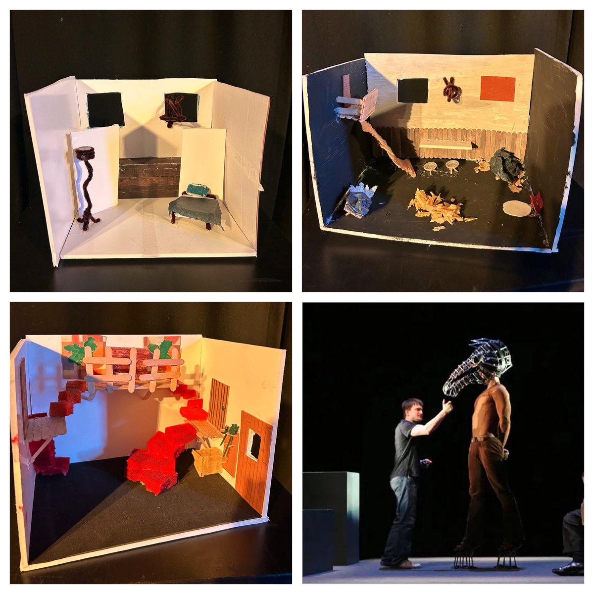 Some wonderful box sets for Equus by Peter Shaffer, designed by the L6th after studying the play - considering style, themes, context, practicality and the original production in 1973.