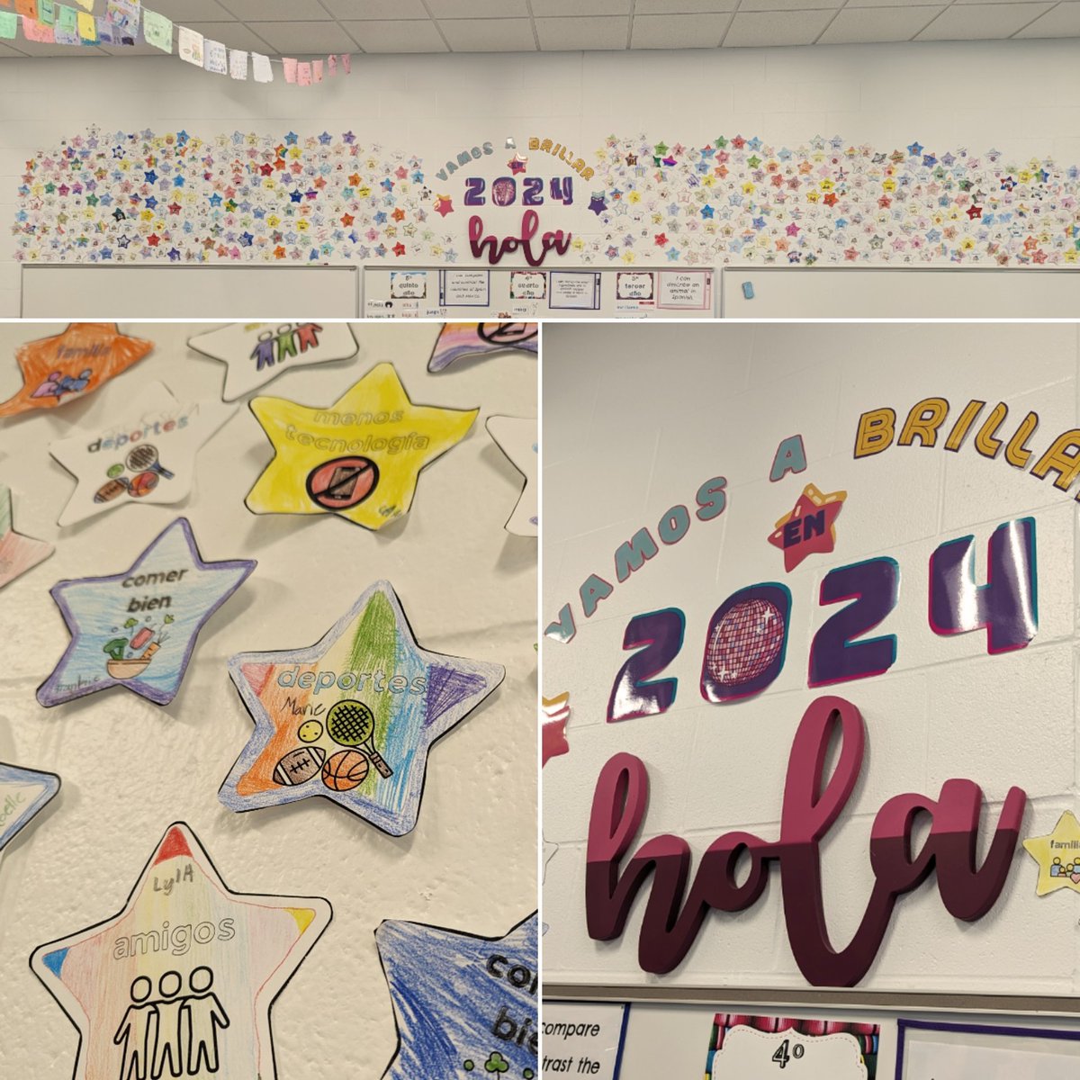 Let's SHINE in 2024!  Spanish students each decided how they want to shine a little brighter in the new year. So many stars, so many goals. <a href="/IHElementary/">IHElementary</a> #ihpromise