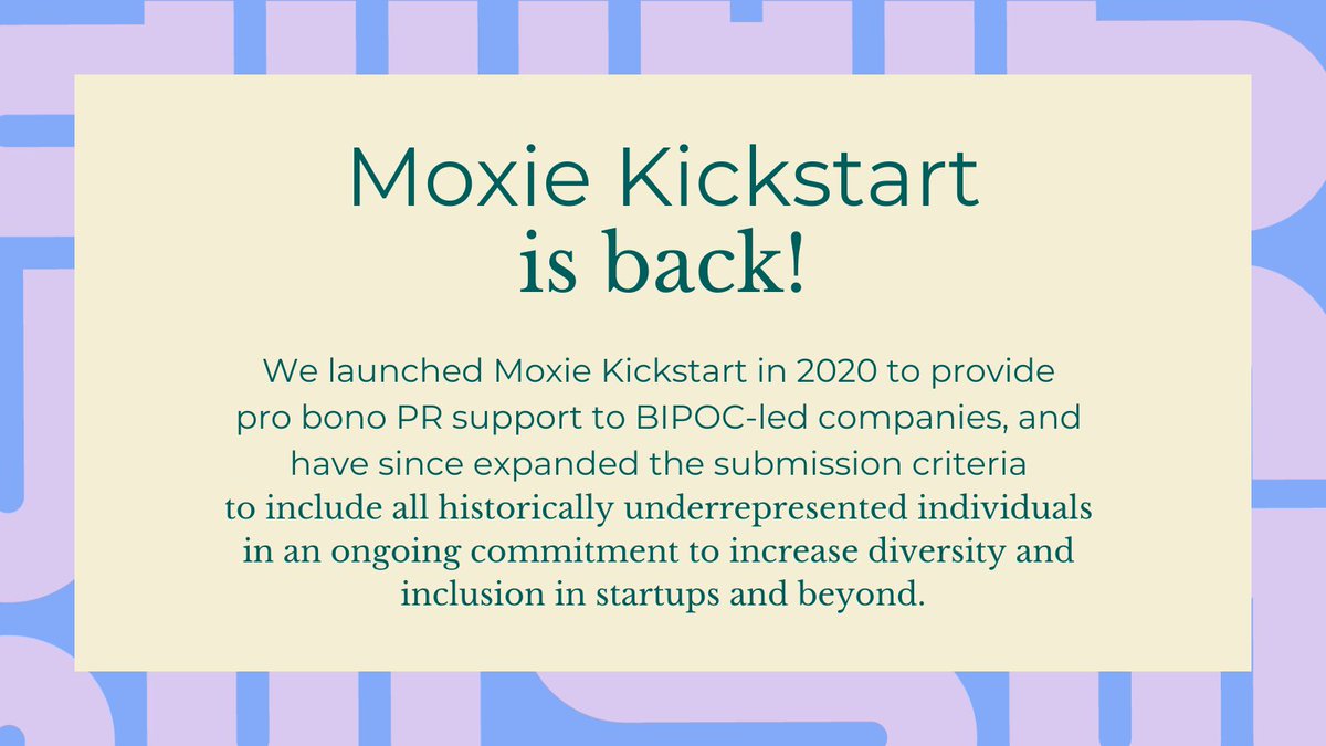 Are you a US-based founder from an underrepresented group with less than $1M in VC funding? We’re offering pro bono PR consulting services for 3 months. Submissions close February 23 at 11:59pm PT. Say hello at kickstart@moxiegrouppr.com or apply here: lnkd.in/gg_UR7dr