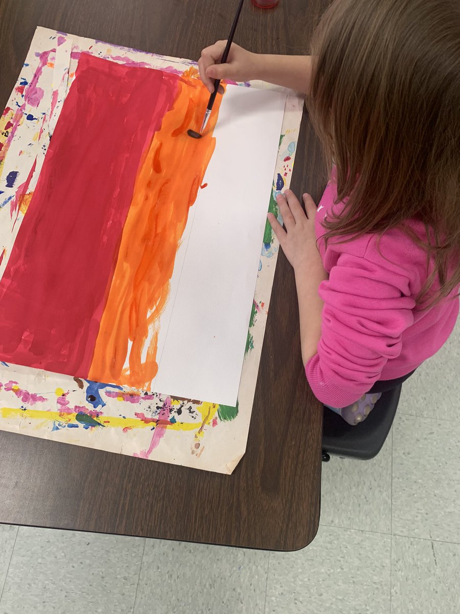 Kindies had a great time using watercolors for the first time! Their Native American sunset landscapes are going to be beautiful! #ilbsd13 #leadlikeajaguar