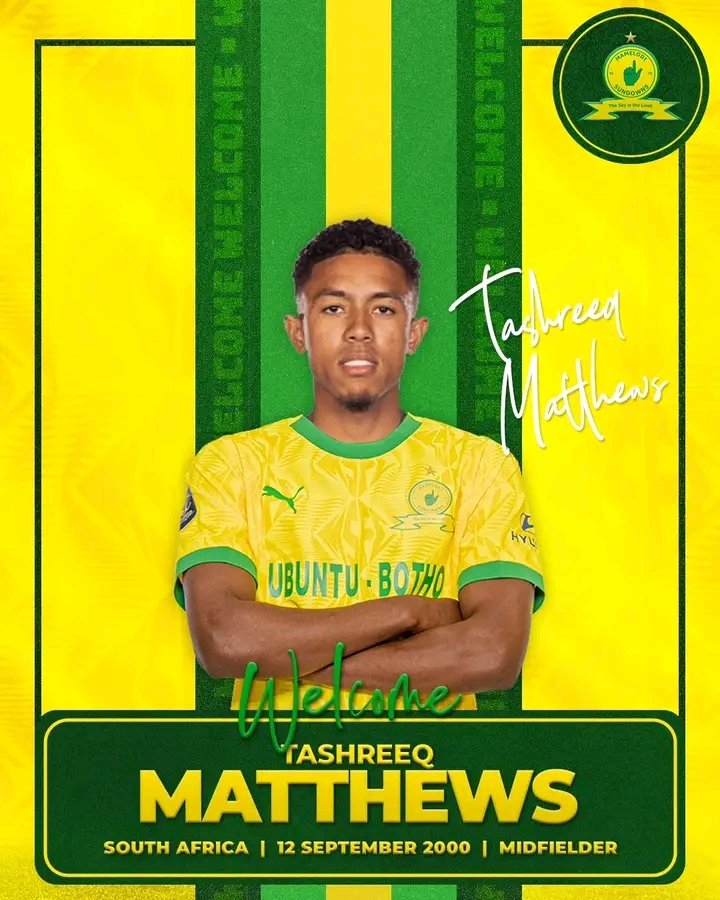maetsebane's tweet photo. Mamelodi Sundowns have cooked and served delicious news to their fans 

OFFICIAL &amp; CONFIRMED

Thembinkosi Lorch✅
Tashreeq Matthews✅

I'll sleep peacefully knowing that "Nyoso" kele Sundawana (Yellow Nation)👆👆👆 https://t.co/9tQ42dnIz3