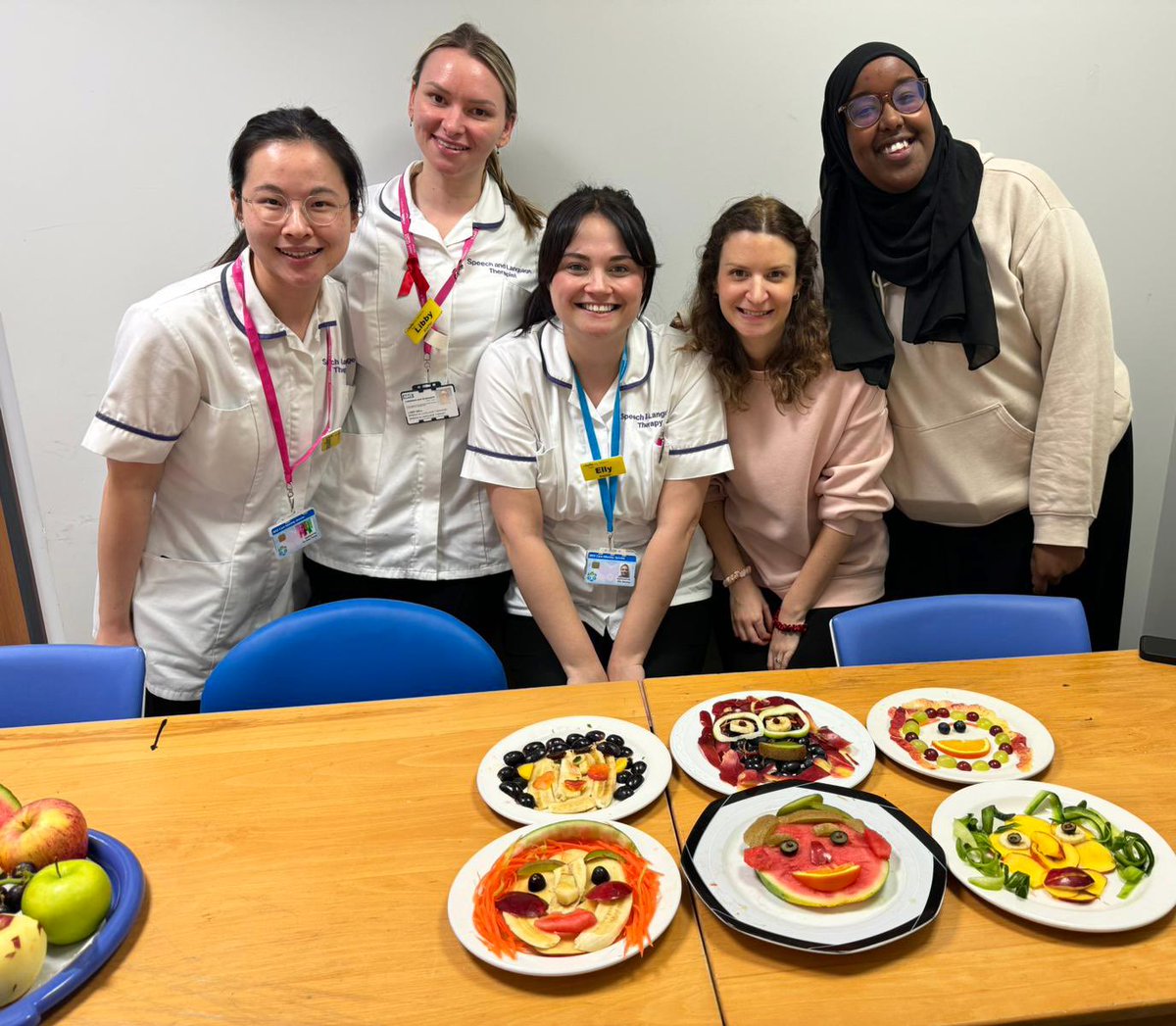 LGTSALT's tweet image. #MySLTDay consisted of a Videofluoroscopy CPD- ‘Anatomy 101 with @Frah_A &amp;amp; @LibbySLT’ followed by Fruit Face Friday with some wonderful (and delicious) creations! #Wellbeing ✅ and a great way to get our 5-a-day going! @RCSLT