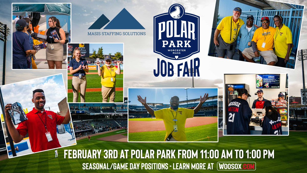 Do you want to work at the best ballpark in Triple-A? You can! Join us for the Polar Park Job Fair on February 3rd. Learn more at woosox.com.