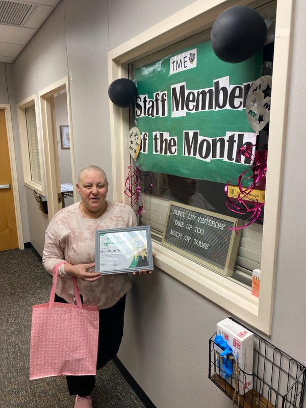 WalderNitasha's tweet photo. Congratulations to Ms Young our office manager. She is TME excellence! Staff member  of the Month@TMEBulldogsRISD https://t.co/BfC1KjITiD