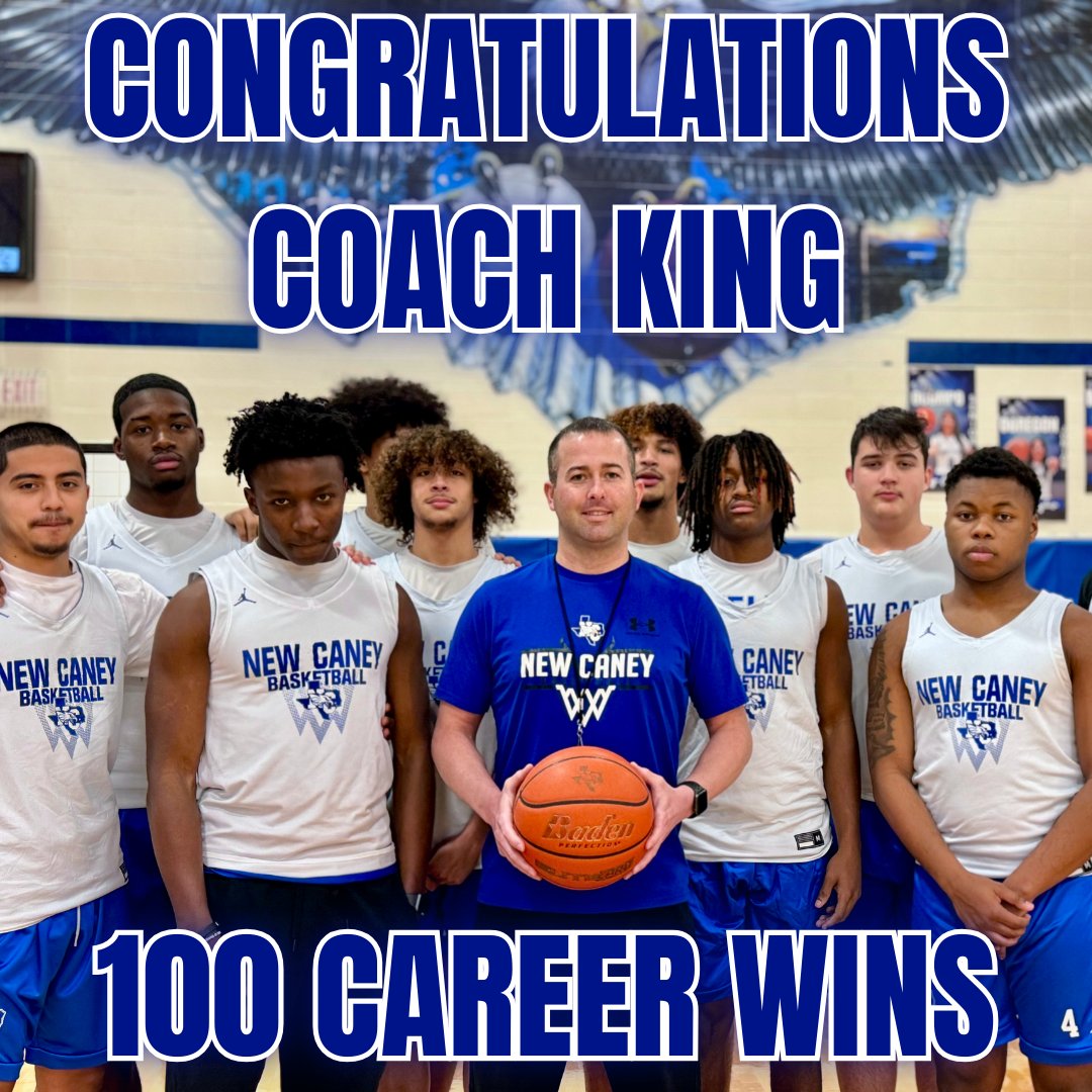 We would love to congratulate Coach King on his 100th career win! He and <a href="/newcaneyhoops/">New Caney Basketball</a> gained this career milestone after their win against the Conroe Tigers. We look forward to all the great things Coach King and the NCHS Basketball team will achieve throughout the season!