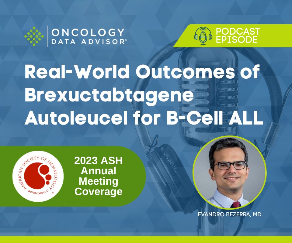 Check out this podcast from #ASH23 in which Dr. @E_D_Bezerra discusses his team's #research regarding real-world #outcomes of #brexucabtagene autoleucel (#brexucel) for B-cell acute lymphoblastic #leukemia (#ALL)! oncdata.com/news/real-worl…