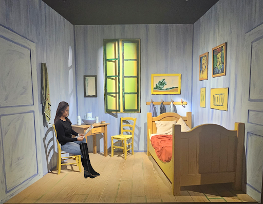HinaAcademia's tweet photo. Embracing the magic of literature in Van Gogh's world!  Just me, a good book, and the serene ambiance of "The Bedroom." Van Gogh's masterpiece provides the perfect backdrop for a literary escape.  #fsdlearns https://t.co/BWK1vRll8l