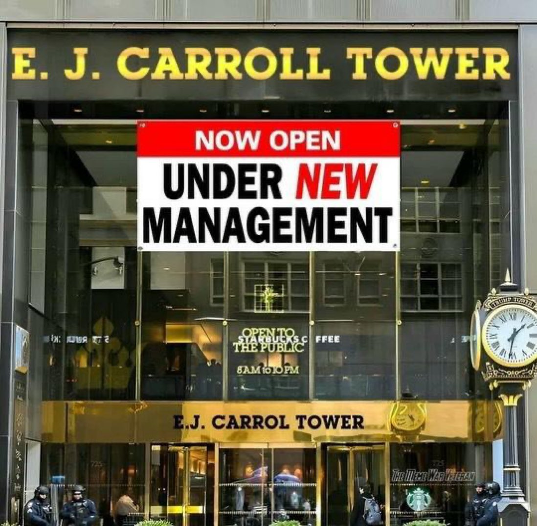 taradublinrocks's tweet image. E Jean Carroll could probably get Trump Tower &amp;amp; Mar-a-Lago &amp;amp; still have plenty left over to buy his plane #TeamEJean #TrumpIsALoser