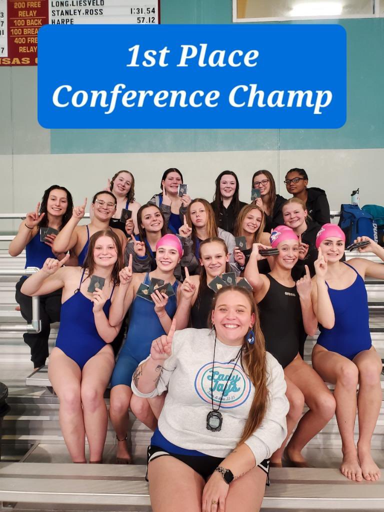 LHSswimanddive's tweet photo. The Bluejays are your JV Conference team champions!!! Congratulations on a fantastic meet!! In all the girls won 5 events and an incredible 22 medals! Congratulations to Coach Sanders and the entire team for an excellent season! https://t.co/dOezbKf2mk