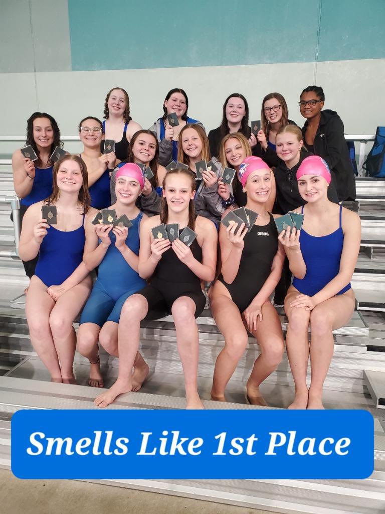 LHSswimanddive's tweet photo. The Bluejays are your JV Conference team champions!!! Congratulations on a fantastic meet!! In all the girls won 5 events and an incredible 22 medals! Congratulations to Coach Sanders and the entire team for an excellent season! https://t.co/dOezbKf2mk