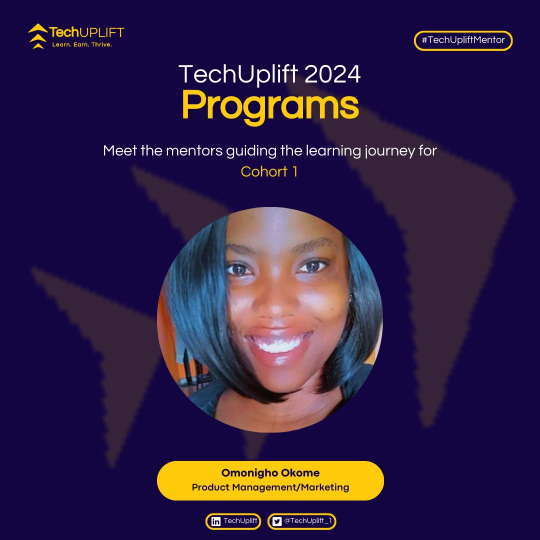 TechUplift_1's tweet image. Meet the powerhouse behind TechUplift Product Management &amp;amp; Marketing learning path, Cohort 1

Don&apos;t miss the next cohort, register your interest here: bit.ly/TUCohort2Waitl…

#TechUpliftMentor #TechUpliftProgram #ProductManagement #ProductMarketing