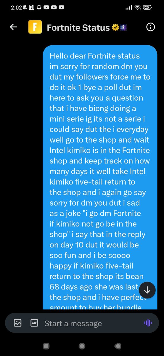 Day 15: @FortniteGame i have dm you guys hope you finally see this i dit it as a joke and a poll say i hade to do it *looking at @PenPen_twitt* so hope you guys well add kimiko to the shop next day what her bundle i dit keep respect and common nice