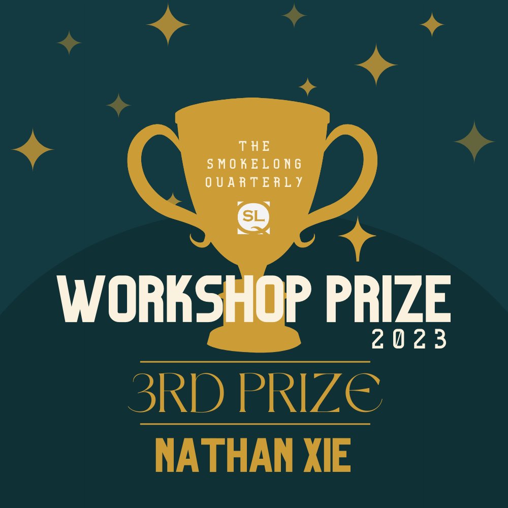 Congratulations to @nathanrxie, awarded 3rd place in the SmokeLong Workshop Prize 2023 by judge Jasmine Sawers! His story, “The Last Norwegian Wolf”, was published in @The_Rumpus and can be read here: therumpus.net/2023/05/15/rum…