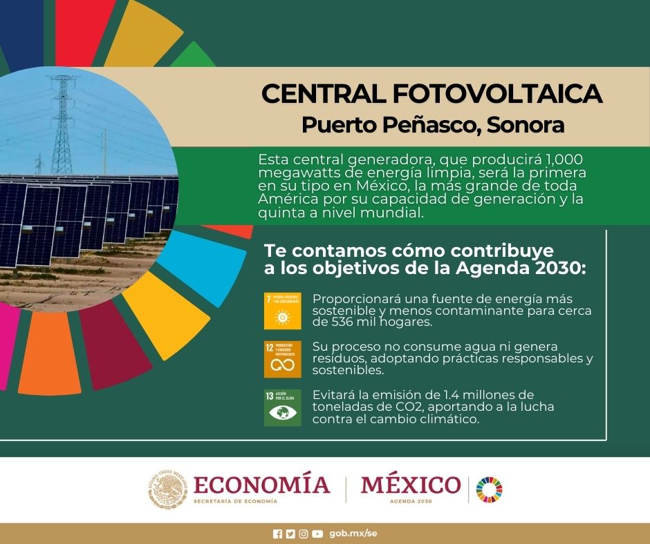 🌞 La Central Fotovoltaica es pionera en México, la más grande en América y quinta a nivel mundial. Su construcción evitará la emisión de 1.4M toneladas de CO2. 🌎🔆 #Sostenibilidad