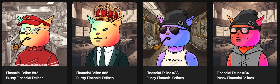 Giving away 4 of our $PUSSY Financial Feline NFTs!

Become a Chad/Chadette yourself!

To Enter:

Like + RT + Drop your wallet below 👇👇