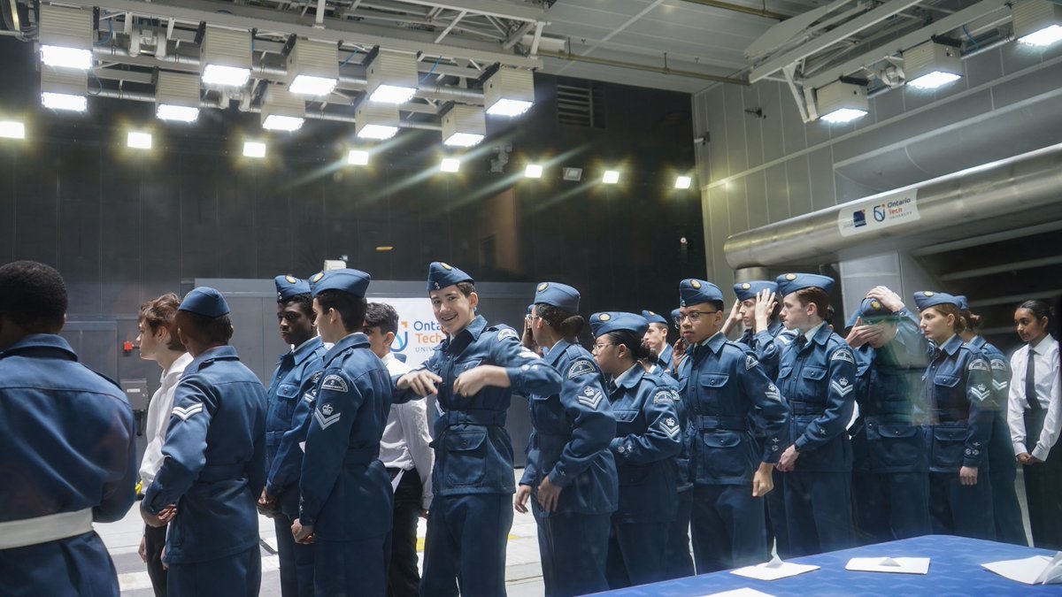 ACE_WindTunnel's tweet image. The Royal Canadian Air Cadet from Whitby visited Ontario Tech University&apos;s ACE. The group is learning about aviation, flight, and wind tunnels! It was an excellent opportunity for them to participate in the paper airplane activity and experience the wind capabilities in the CAWT.