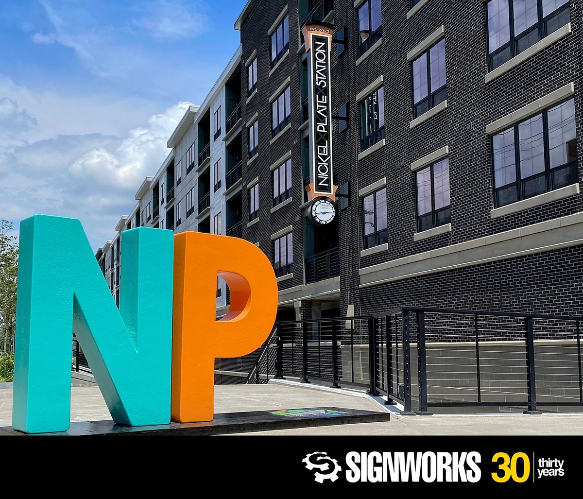 Three, nearly thirty feet tall "blade signs" are now part of The Nickel Plate Station Apartments in beautiful Fishers, Indiana.

Thank you CRG Residential for trusting with your brand(s)!

What can we create for you?
SignworksThinks.com

#Branding #Marketing #Signs