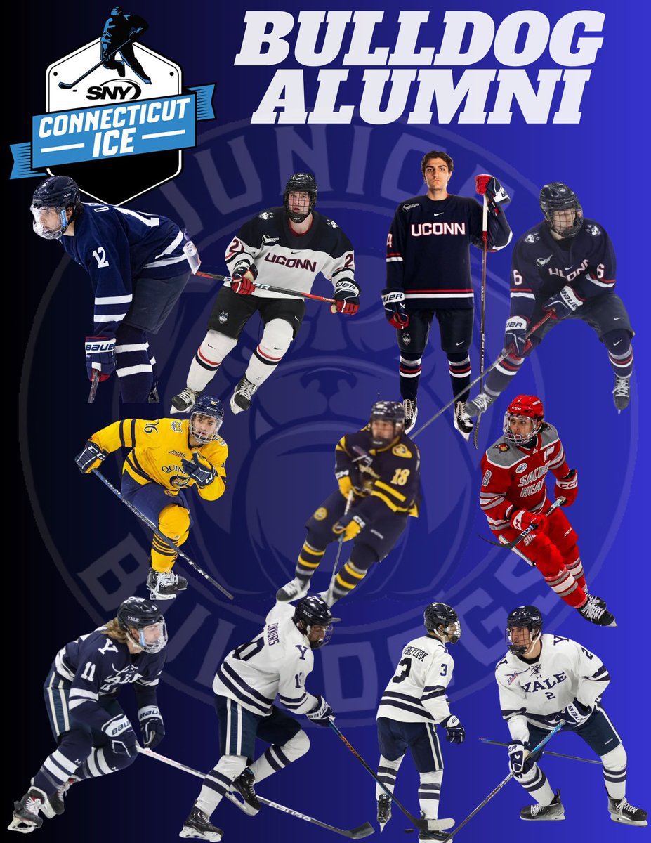 JrBulldogHockey's tweet photo. Great day for hockey in Connecticut as @UConnMHOC @YaleMHockey @SHUHockey and @QU_MIH take to the ice at the @XLCenter .  We have a number of Bulldogs taking to the ice this weekend.   #BowWow https://t.co/hquhTtVAx5