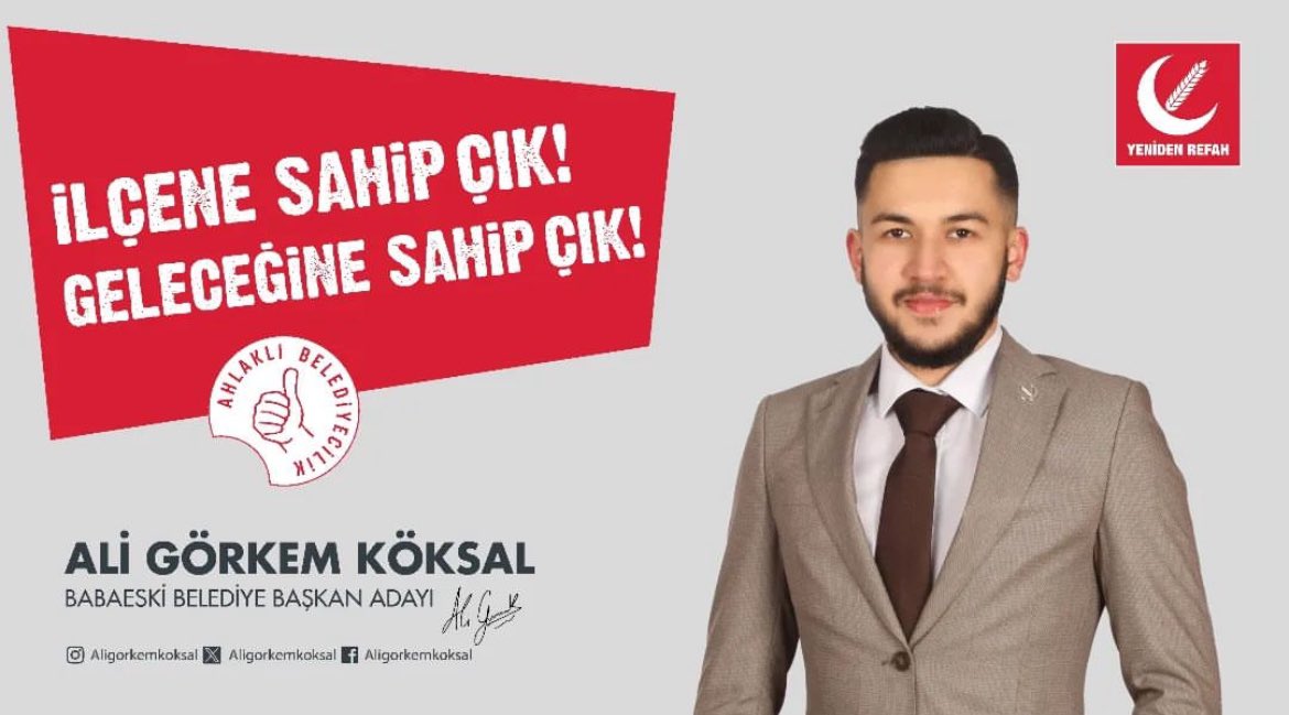 Kırklareli Gençlik Kolları Başkanımız Ali Görkem Köksal, Babaeski Belediye Başkan Adayı olmuştur. 
Hayırlı olsun.