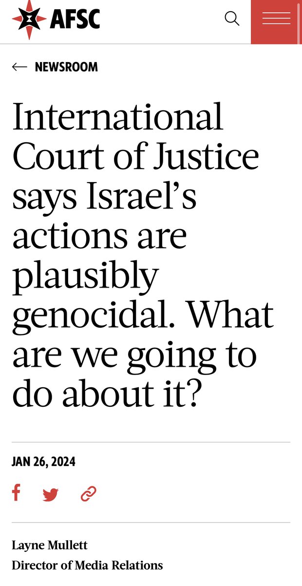 afsc_org's tweet image. Today, the International Court of Justice (ICJ) recognized its jurisdiction over South Africa’s charges of genocide against Israel &amp;amp; that Israel’s actions are plausibly genocidal. We firmly stand in full solidarity and support with #SouthAfrica for bringing this case to the #ICJ.