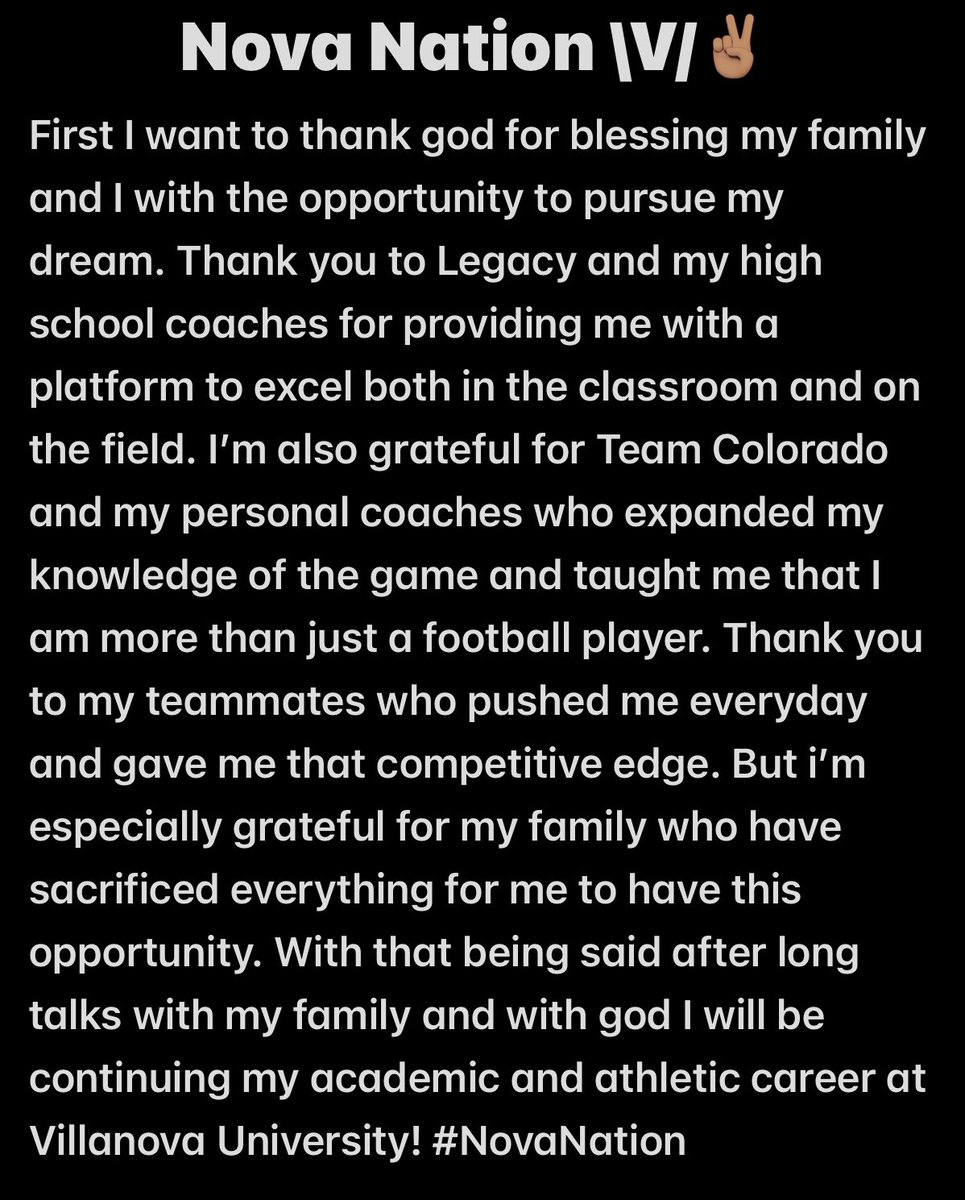 Omari Bursey (@omari_bursey) on Twitter photo Committed!✌🏽#NovaNation
<a href="/CoachRiede/">Dave Riede</a> <a href="/coachferranteVU/">Mark Ferrante</a> <a href="/LegacyFootball/">Legacy Football & Athletics</a> <a href="/TCO7v7/">Team Colorado 7v7</a> <a href="/Backes07/">Christian Backes</a> <a href="/CoachKRider/">Coach Rider</a> #AGTG Committed!✌🏽#NovaNation
<a href="/CoachRiede/">Dave Riede</a> <a href="/coachferranteVU/">Mark Ferrante</a> <a href="/LegacyFootball/">Legacy Football & Athletics</a> <a href="/TCO7v7/">Team Colorado 7v7</a> <a href="/Backes07/">Christian Backes</a> <a href="/CoachKRider/">Coach Rider</a> #AGTG