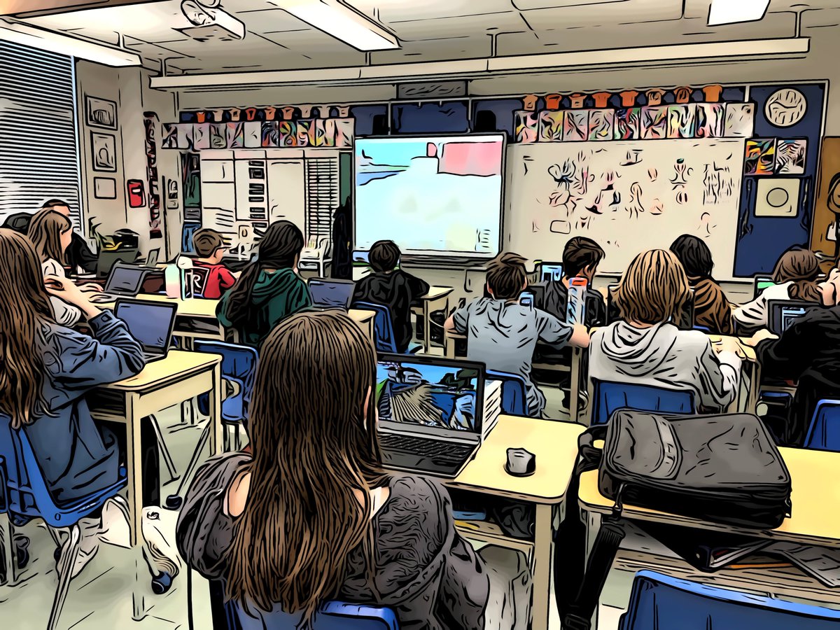 Grade 7 students with @therealmralmond, designing and building structures using Minecraft Education - where game meets Science and Technology! #TVDSB #LambethPublicSchool #WeAreTVDSB #MinecraftEducation