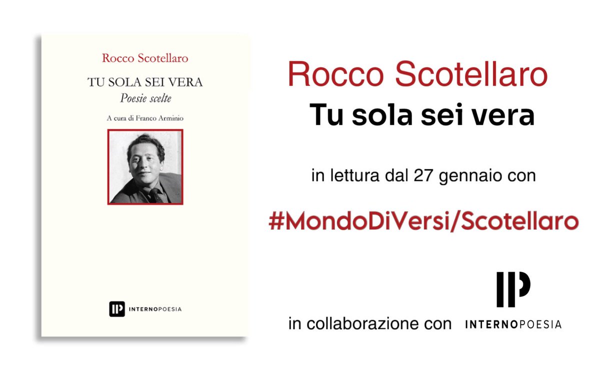 La collana «Interno Novecento», grazie alla preziosa curatela di @francoarminio, porta in libreria “Tu sola sei vera”, raccolta di versi del poeta lucano Rocco Scotellaro.
Si propone in lettura dal 27/01 con
#MondoDiVersi Scotellaro
in collaborazione con @InternoPoesia