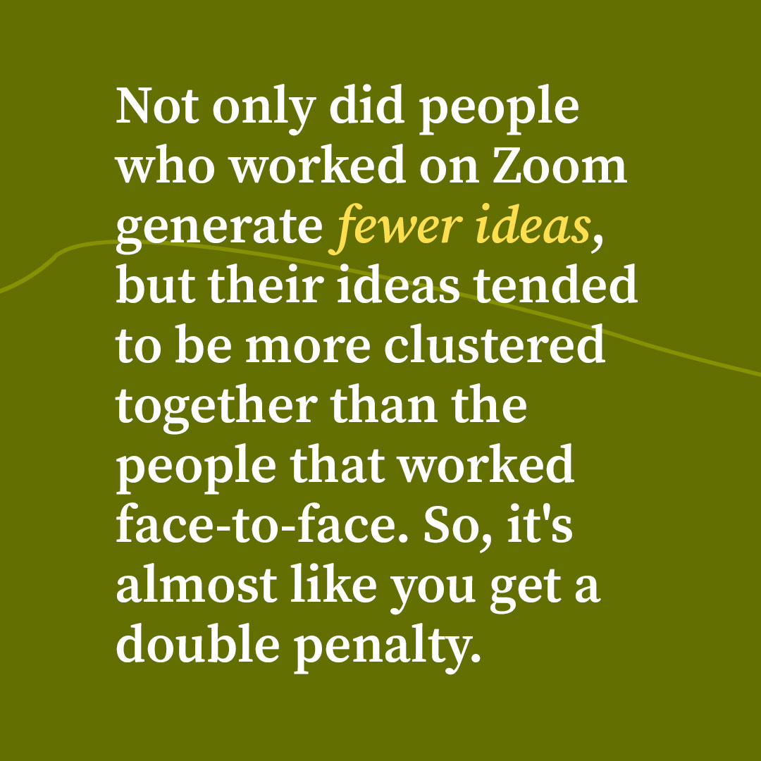 Remote work may be the new normal, but as Professor Jonathan Levav explains in this episode of ‘If/Then,’ virtual connections could be stifling our creativity.

Listen on:
Apple: bit.ly/3HAqVxG 
Spotify: bit.ly/3SxLfpx 
YouTube: bit.ly/3SxLK33
