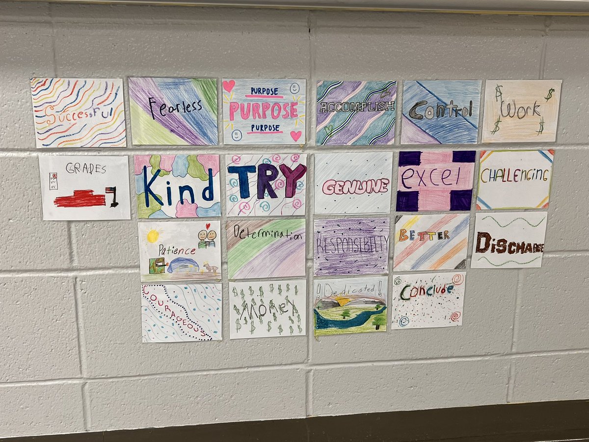 CoachACrump's tweet photo. The start of our one word Goal &amp; Focus wall in Freshman Seminar. They killed it! https://t.co/MnUyBcQYMr