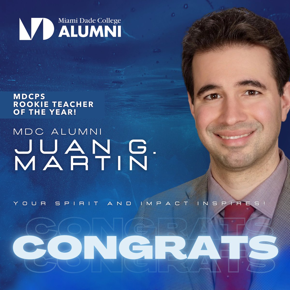 🎉 Big cheers for Juan Gabriel Martin, our New World School of the Arts alumnus, awarded @MiamiSchools Rookie Teacher of the Year 2024 at Citrus Grove K-8 Center! 🏆