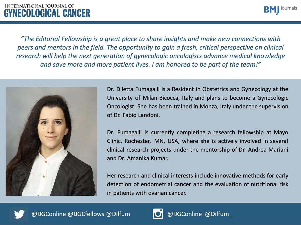 IJGConline's tweet photo. Diletta Fumagalli @Dilfum is a resident in #OBGYN at the U of Milan-Bicocca, Italy 🇮🇹 &amp; joined our team as an #EditorialFellow of the 2024 cohort

Welcome Diletta!👋

@pedroramirezMD @HsuMd @JayrajAarthi @AndreFernandes2 @IGCSociety @ESGO_society @ENYGO_official @IJGCfellows https://t.co/rbNHoWkPX3