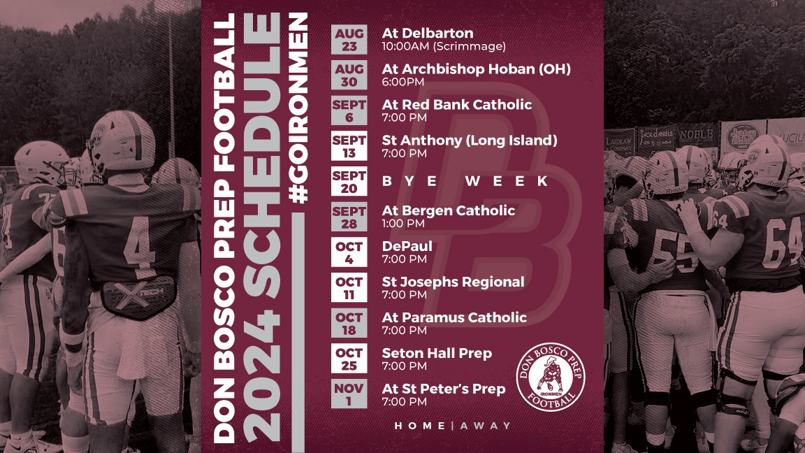Our 2024 schedule is set!! Can't wait to see everyone back at Granatell Stadium!! #BoscoFootball