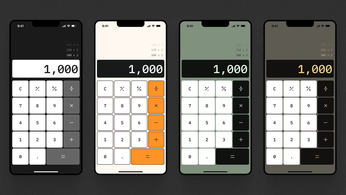 dlvjose's tweet photo. Day 15 of #daretoshare24

🧮 Made a calculator screen and tried out a lot of color variations. Here are some of my favorites. https://t.co/m4sabMh7u5