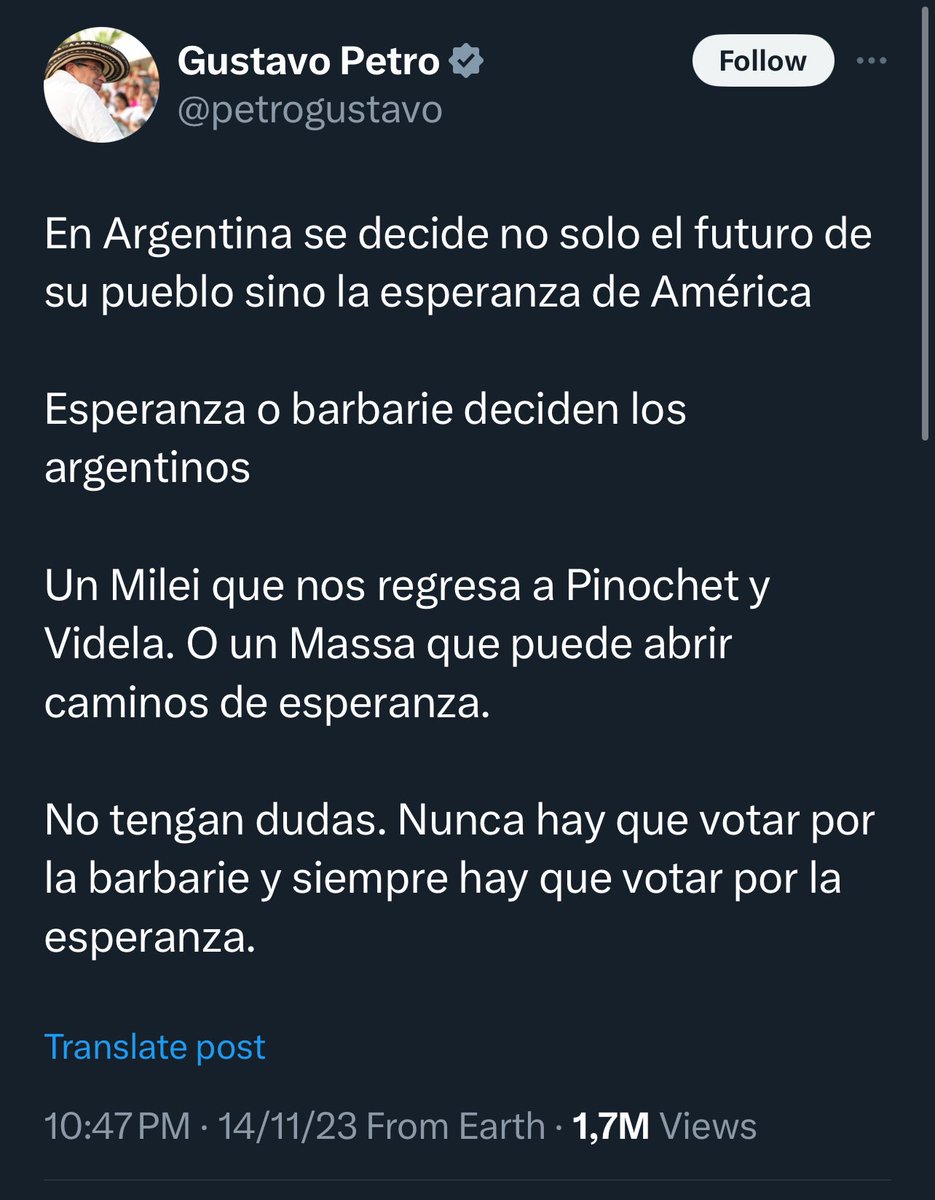 ANIABELLO_R's tweet photo. Irrespeta a 🇦🇷 Milei , 🇮🇱 Netanyahu, 🇸🇻 Bukele y 🇵🇪 Dina Boluarte, y cuando se la devuelven con la misma moneda, se hace la víctima.

Si hay un presidente que ha manejado pésimo las relaciones internacionales es él.
Siembra vientos y cosecha tempestades. https://t.co/6oGTwiVn7G