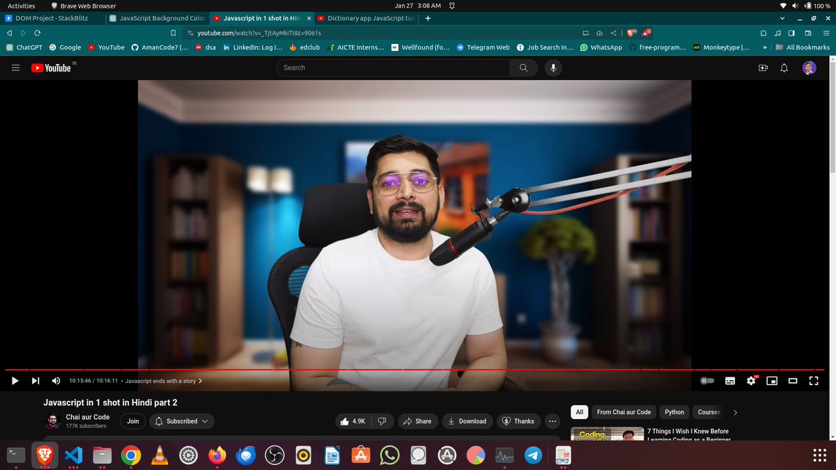 Amanc77's tweet image. Finally completed second part of #ChaiaurJavaScript
thank you @Hiteshdotcom sir this amazing content
#developers