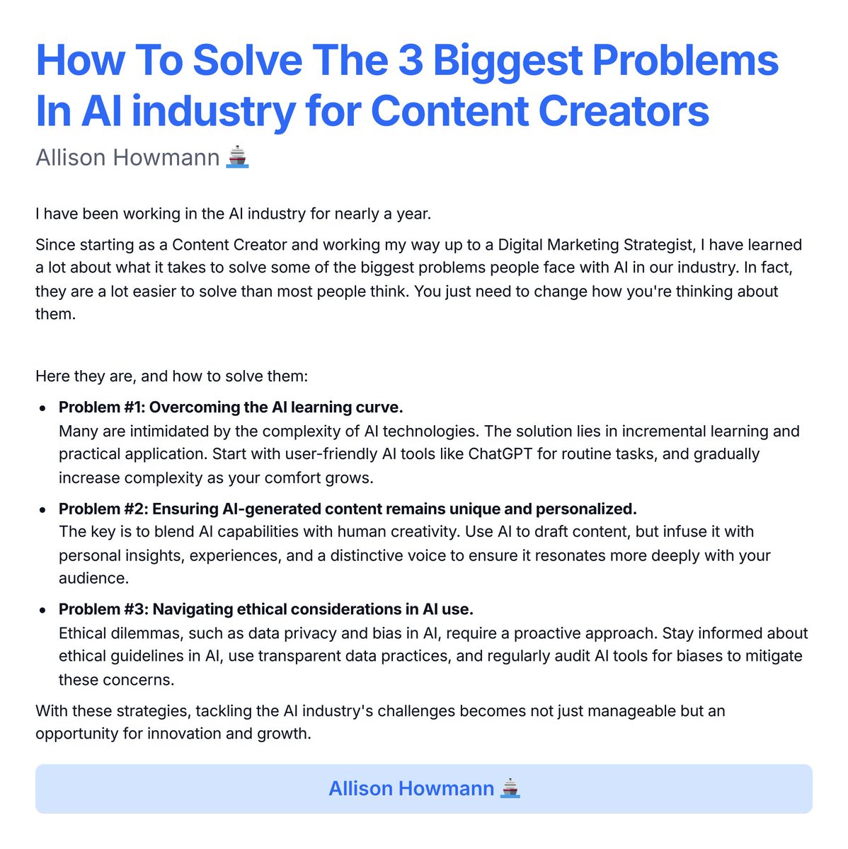 How To Solve The 3 Biggest Problems In AI industry for Content Creators #AIChallenges #ContentCreationInnovation #DigitalMarketingStrategies #AIforContentCreators #AIIndustrySolutions #EthicalAIUse #AIPersonalizationTips #AIAdvancement #CreativeAIContent #DataPrivacyInAI